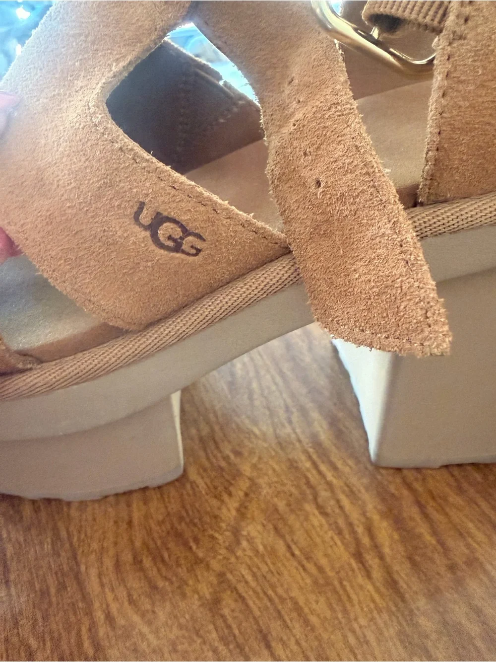 UGG Platform Suede Sandal in Chestnut Brown